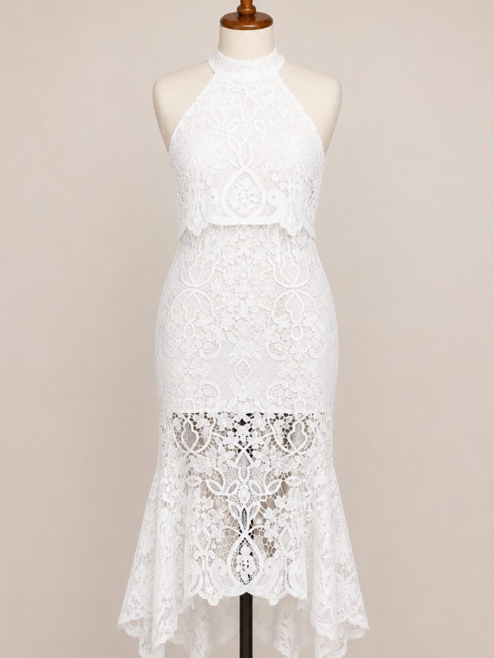 ASOS White Guipure Lace Open Back Midi Dress Size 8
